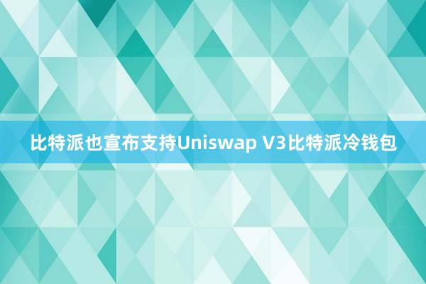 比特派也宣布支持Uniswap V3比特派冷钱包